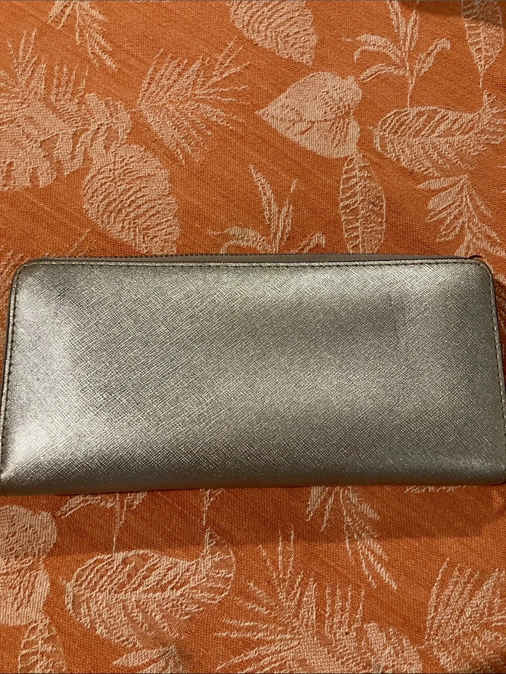 Michael Kors Metallic Silver Zip Wristlet Wallet